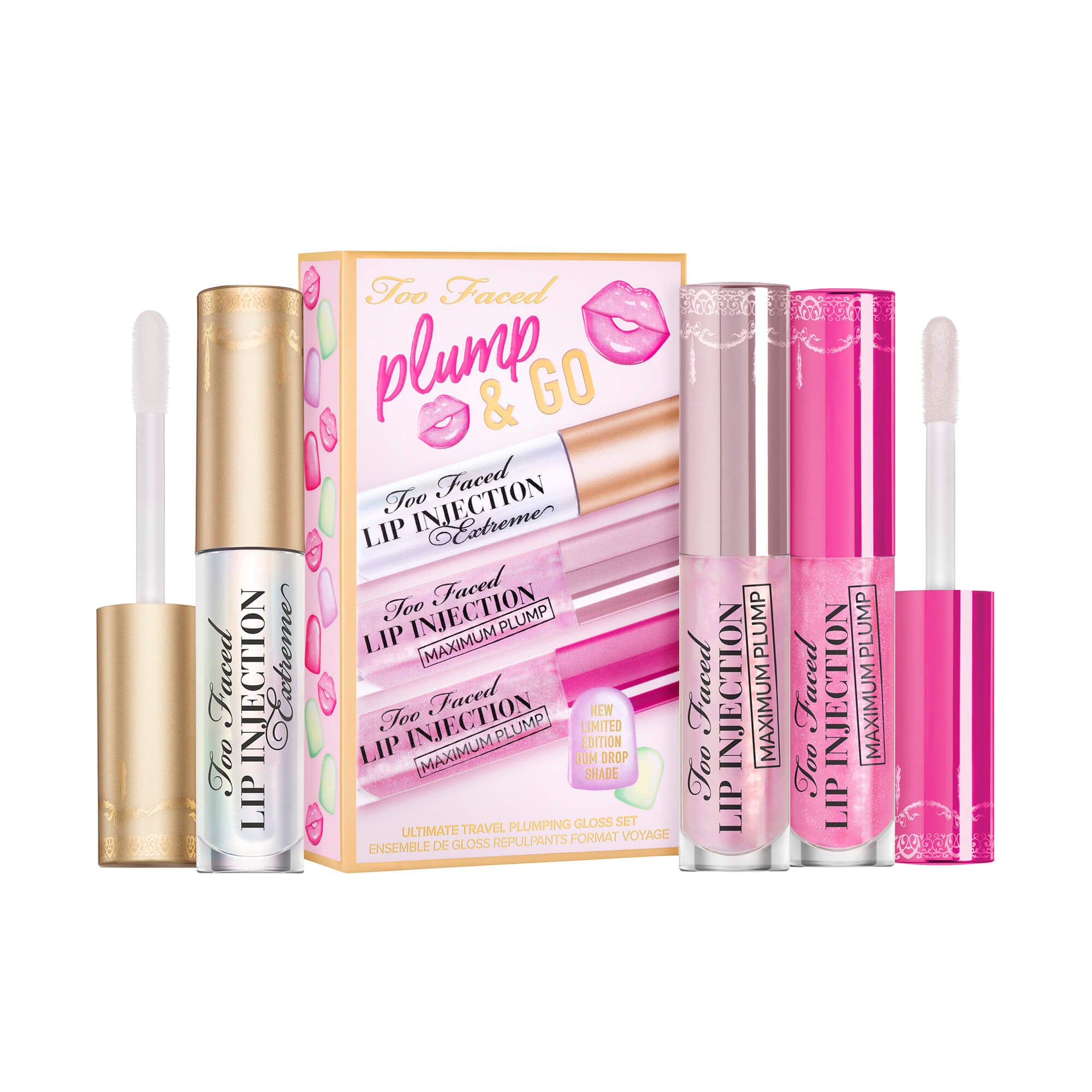 TOO FACED Plump & Go: Travel Size Lip Plumper Gloss Trio Set