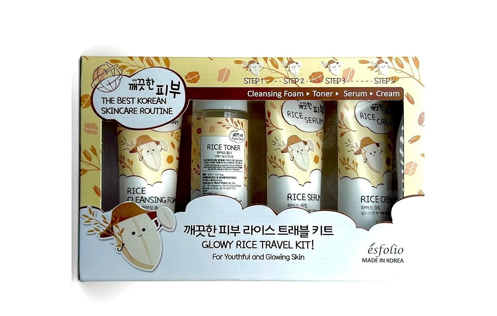 ESFOLIO - Glowy Rice Skincare Travel Kit