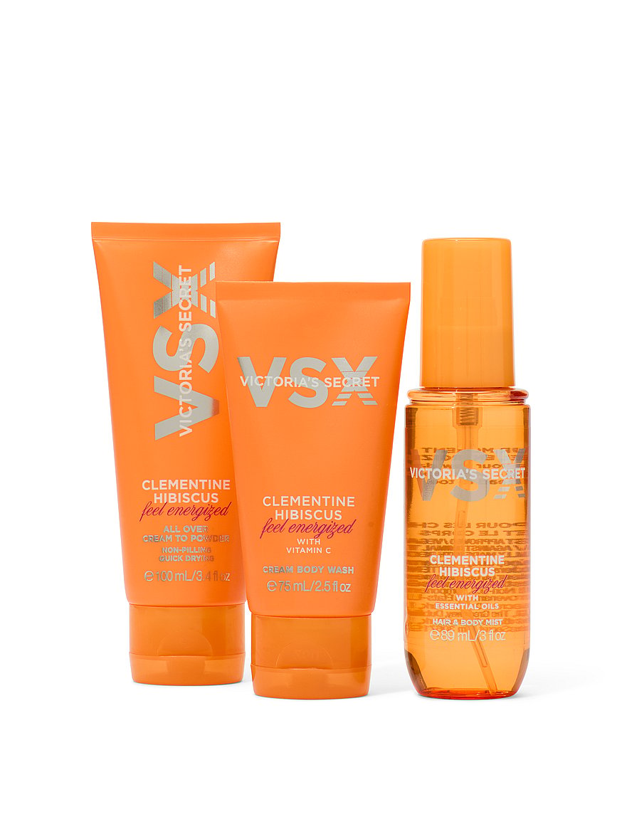 VICTORIA’S SECRET - 3-Piece Clementine Hibiscus Feel Energized Travel Set