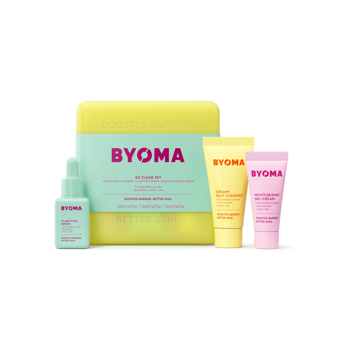 BYOMA-MINI CLEANSER, MINI GEL CREAM & MINI CLARIFYING SERUM